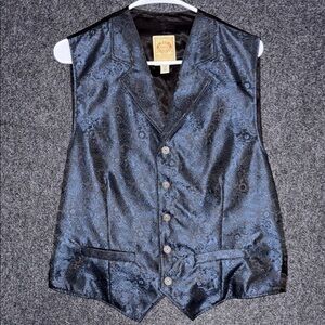 Vintage Wah Maker Black and Blue Paisley Vest